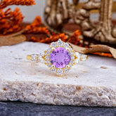 Luxury 4-Prong Round Cut Amethyst Engagement Ring